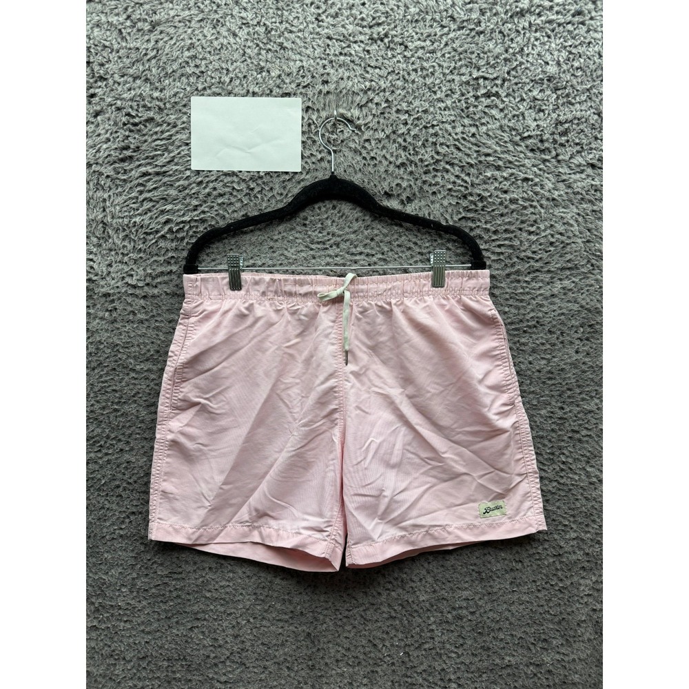 Bather Solid Drawstring Elastic Waist Swim Trunks Shorts Pink Mens Size M